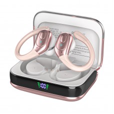 Bluetooth Headphones Wireless Earbuds with 75Hrs Playback, LED Display Charging Case, IPX7 Waterproof, Over-Ear Design Ear Buds for Sports/Running/Workout - White